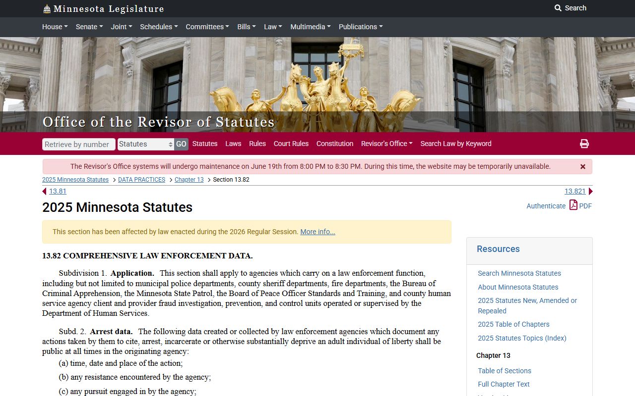 Minnesota law for Benton County jail mugshots and booking photos